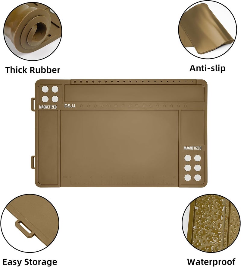 CKPART Gun Cleaning Mat, Premium Magnetic Pad With Organizer Parts Tray, Anti-Slip Rubberized Pistol Mat, Protective Workbench Mat for Gun Cleaning (16.5"x 10.43") - Image 4